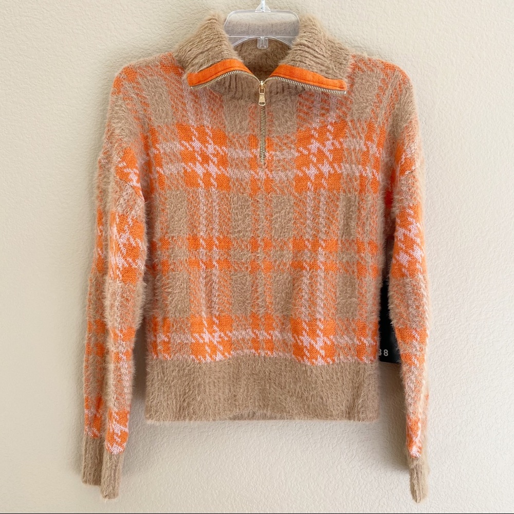 Broadway 38 Pullover Zip Up Soft Fuzzy Sweater